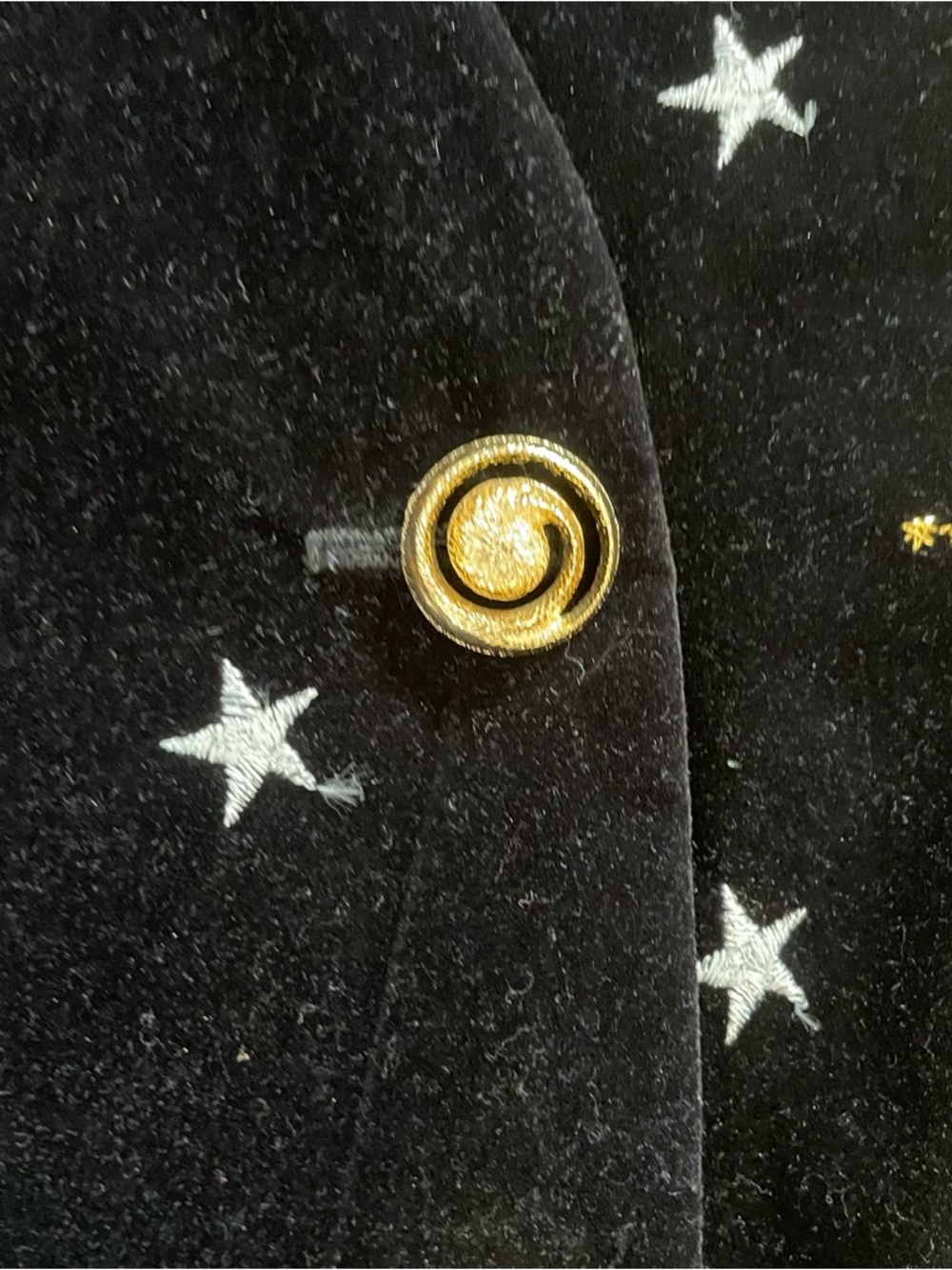 Vintage Celestial Embroidered Velvet Vest - Moon Saturn Stars Black & Gold - Picture 4 of 6